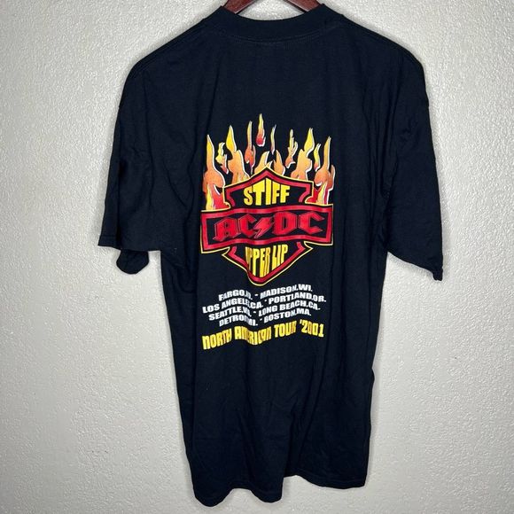 AC/DC Harley Davidson Inspo 2001 Stiff Upper Lip Tour T Shirt XL - Picture 3 of 5